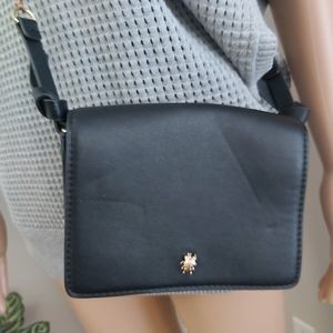 Zara Trafaluc black pleather mini crossbody bag goldton metal chain